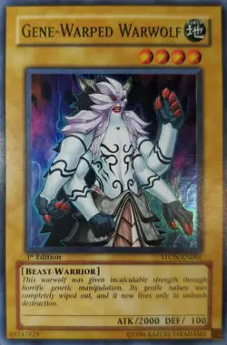 Yugioh 2007 Gene-Warped Warwolf SR 1st Ed. STON-EN001 Near Mint - Image 1