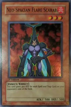 Yugioh 2006 Neo-Spacian Flare Scarab SR 1st Ed. POTD-EN004 Near Mint - Image 1