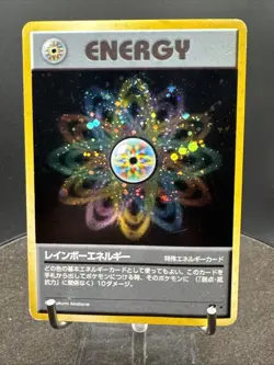Rainbow energy Team Rocket Holo Rare Pokemon Card Japanese 1997 SWIRL - Image 1