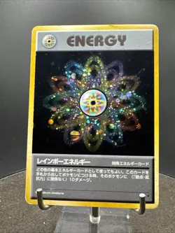Rainbow energy Team Rocket Holo Rare Pokemon Card Japanese 1997 SWIRL - Image 4