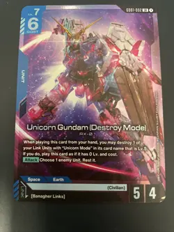 Gundam Card Game Unicorn Gundam (Destroy Mode) GD01 002 LR | Netype Rising - Image 1