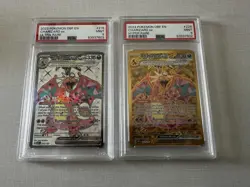 Charizard EX Holo Pokemon Card 215&228/197 Sv03: Obsidian Flames. PSA 9s - Image 1
