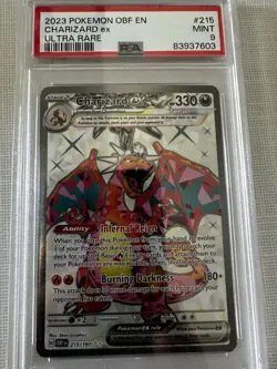 Charizard EX Holo Pokemon Card 215&228/197 Sv03: Obsidian Flames. PSA 9s - Image 3