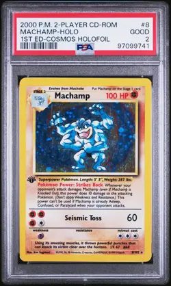 2000 POKEMON 2-PLAYER CD-ROM STARTER SET 1ST ED COSMOS FOIL MACHAMP-HOLO PSA 2 - Image 1