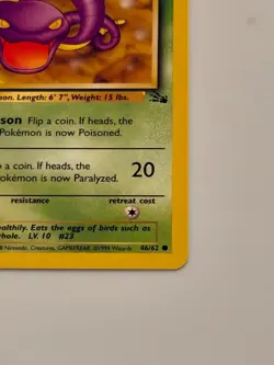 1st Edition Ekans 1999 Fossil Pokemon Card WOTC 46/62 - Image 4