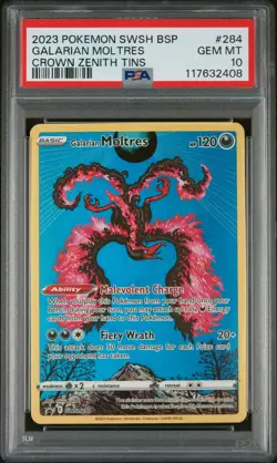 2023 POKEMON SWSH BLACK STAR PROMO CROWN ZENITH TINS GALARIAN MOLTRES PSA 10 - Image 1