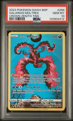 2023 POKEMON SWSH BLACK STAR PROMO CROWN ZENITH TINS GALARIAN MOLTRES PSA 10 - Image 1