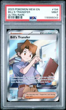 2023 POKEMON MEW EN-151 ULTRA RARE #194 BILL'S TRANSFER PSA 9 - Image 1