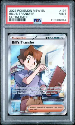2023 POKEMON MEW EN-151 ULTRA RARE #194 BILL'S TRANSFER PSA 9 - Image 1