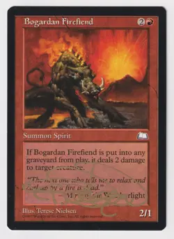 Gold Signed Bogardan Firefiend MP Weatherlight Artist Terese Nielsen MTG Magic! - Image 1