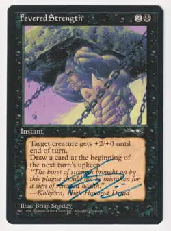 Blue Signed Fevered Strength LP Alliances Artist Brian Snoddy 1996 MTG Magic! - Image 1