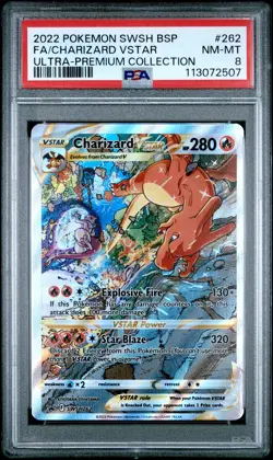 2022 POKEMON SWSH BLACK STAR PROMO #262 FULL ART/CHARIZARD VSTAR PSA 8 - Image 1