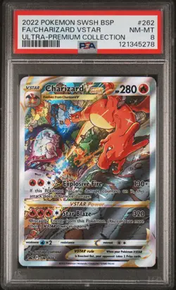 2022 POKEMON SWSH BLACK STAR PROMO #262 FULL ART/CHARIZARD VSTAR PSA 8 - Image 1
