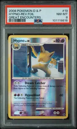 Pokemon TCG Hypno Reverse Holo Rare 2008 Great Encounters 19/106 PSA 8 - Image 1