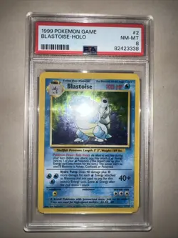 1999 POKEMON BASE SET UNLIMITED #2 BLASTOISE-HOLO PSA 8 - Image 1