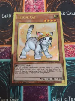 Yugioh Rescue Cat MGED-EN006 Premium Gold Rare 1st Edition Near Mint - Image 1