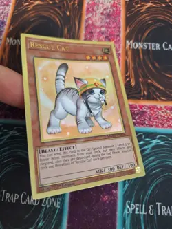 Yugioh Rescue Cat MGED-EN006 Premium Gold Rare 1st Edition Near Mint - Image 2