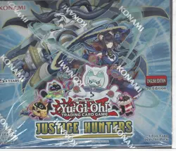YUGIOH TCG JUSTICE HUNTERS ENGLISH 1ST EDITION FACTORY SEALED BOOSTER BOX - Image 1
