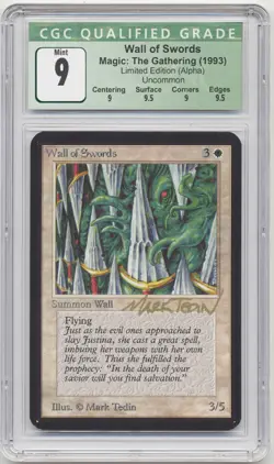Graded Gold Signed Wall of Swords CGC 9 MINT QUAD++ Alpha Artist Mark Tedin MTG! - Image 1