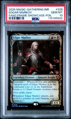 2025 MTG INNISTRAD REMASTERED FANG FRAME SC-FOIL #328 EDGAR MARKOV PSA 10 - Image 1