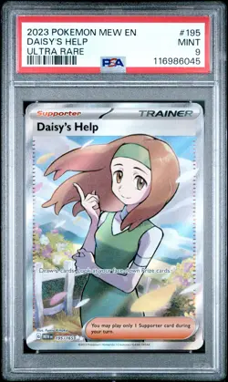 2023 POKEMON MEW EN-151 ULTRA RARE #195 DAISY'S HELP PSA 9 - Image 1
