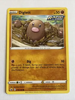 Diglett 076/198 Pokemon Chilling Reign Rapid Strike Regular Common - Image 1