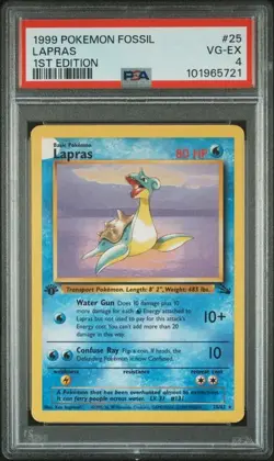 Pokemon Lapras MISPRINT 1ST EDITION PSA 4 Fossil FO 25 Deutsch 1999 - Image 1