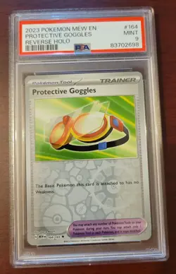 PSA 9 MINT POKEMON MEW EN-151 PROTECTIVE GOGGLES #164 REVERSE HOLO - Image 1