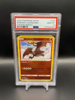 2023 POKEMON SWORD & SHIELD CROWN ZENITH #020 RADIANT CHARIZARD PSA 10 - Image 1