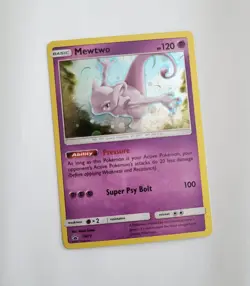Pokemon Mewtwo SM77 Holo Sun & Moon Black Star Promo 2017 TCG Card ENG Swirl - Image 1