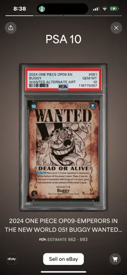 PSA 10 One Piece OP09-Wanted Card sequential set Emperors In The New World Eng. - Image 2