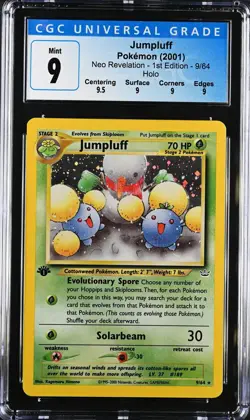 Pokemon 1st Edition Neo Revelation Jumpluff Holo 9/64 - CGC 9 MINT w/ Sub-Grades - Image 1