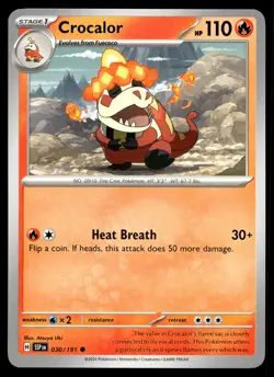 Crocalor 030/191 Pokemon SV08: Surging Sparks Non Holo - Image 1