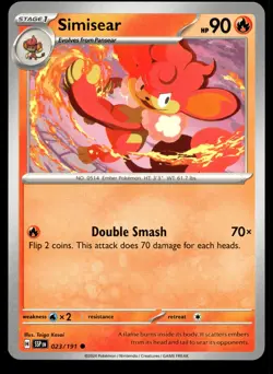 Simisear 023/191 Pokemon SV08: Surging Sparks Non Holo - Image 1