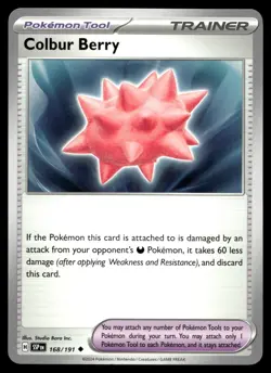 Colbur Berry 168/191 Pokemon SV08: Surging Sparks Non Holo - Image 1