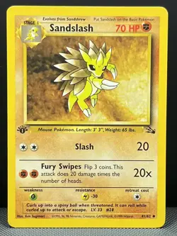 Sandslash 41/62 1st Edition Fossil Non Holo - EX/NM Vintage Pokemon Card 1999 - Image 1