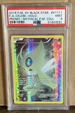 POKEMON CARD CELEBI #XY111 2016 XY BLACK STAR PROMO MYTHICAL FULL ART GEM MINT 9 - Image 1