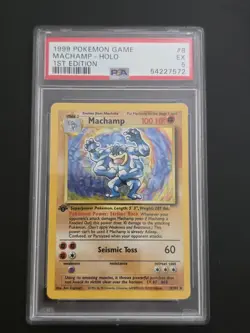 Pokemon Machamp Holo 1st Edition Unlimited Base Set #8/102 PSA 5 - Image 1