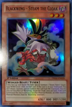 Yugioh 2014 Blackwing-Steam The Cloak SR 1st Ed. DRLG-EN028 Near Mint - Image 1