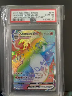 2020 Pokemon SWSH Champion's Path Charizard VMAX Secret Rare Card 074/073 PSA 10 - Image 1