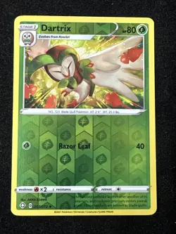 Pokemon TCG Dartrix SWSH Shining Fates 007/072 Reverse Holo Uncommon Card NM - Image 1