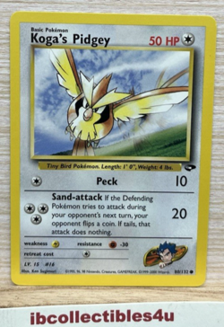 Pokemon Koga's Pidgey 80/132 Unlimited Common 2000 Gym Challenge NM Pokemon TCG - Image 1