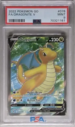 Pokemon 2022 GO DRAGONITE Full Art V #076 PSA 9 Mint - Image 1