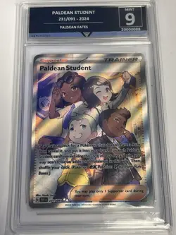 Pokemon Paldean Fates 2024 Grade 10 Mint Paldean Student Ultra Rare Trainer #231 - Image 1