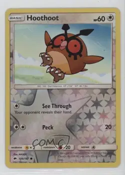 Hoothoot Reverse Foil Pokemon Sun & Moon Burning Shadows #106 c2s - Image 1