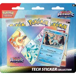 Prismatic Evolutions 3 Pack w Stickers Glaceon Scarlet & Violet Pokemon Card New - Image 1