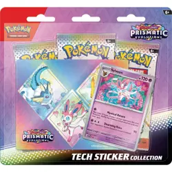 Prismatic Evolutions 3 Pack w Stickers Sylveon Scarlet & Violet Pokemon Card New - Image 1