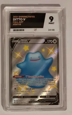 Ace 9 Ditto V SV118/SV122 Shining Fates Pokemon Card TCG Graded Mint Poss PSA 10 - Image 1