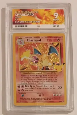Ace 9 Charizard 4/102 Celebrations Pokemon Card Base TCG Graded Mint Possible 10 - Image 1