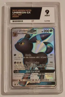 Ace 9 Umbreon GX SV69/SV94 Full Art Hidden Fates Graded Pokemon Card Mint POS 10 - Image 1